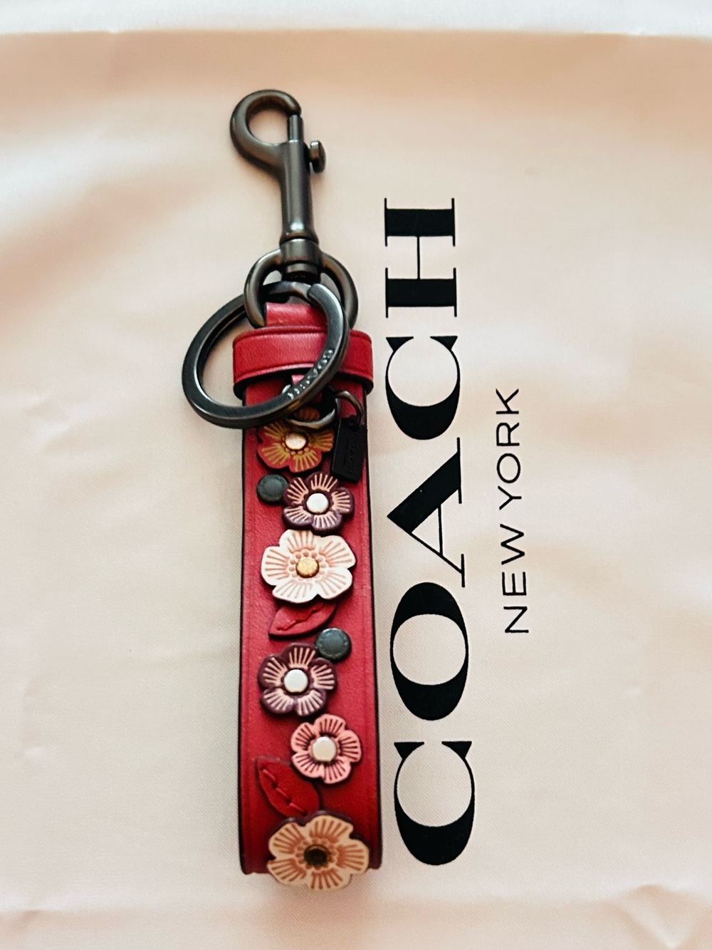 RARE Coach Tea Rose Loop Keychain/ Bag Charm